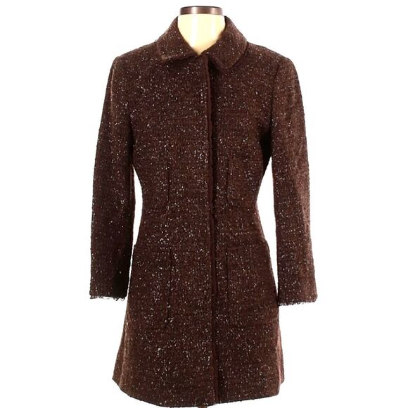 Lafayette 148 Brown Tweed Coat - Picture 1 of 8